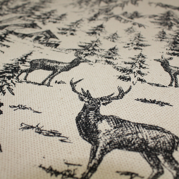 H&M Home Printed Pillow Cover 20x20 Winter Cabin Toile Deer Mountain Ski Snow - Picture 6 of 12